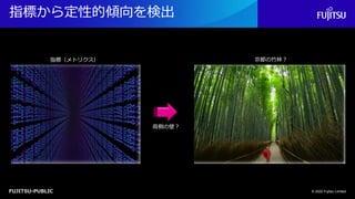 FUJITSU-PUBLIC
指標から定性的傾向を検出
© 2022 Fujitsu Limited
両側の壁？
京都の竹林？
指標（メトリクス）
 