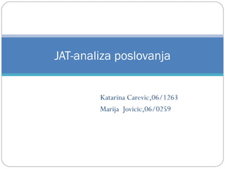 JAT-analiza poslovanja


        Katarina Carevic,06/1263
        Marija Jovicic,06/0259
 