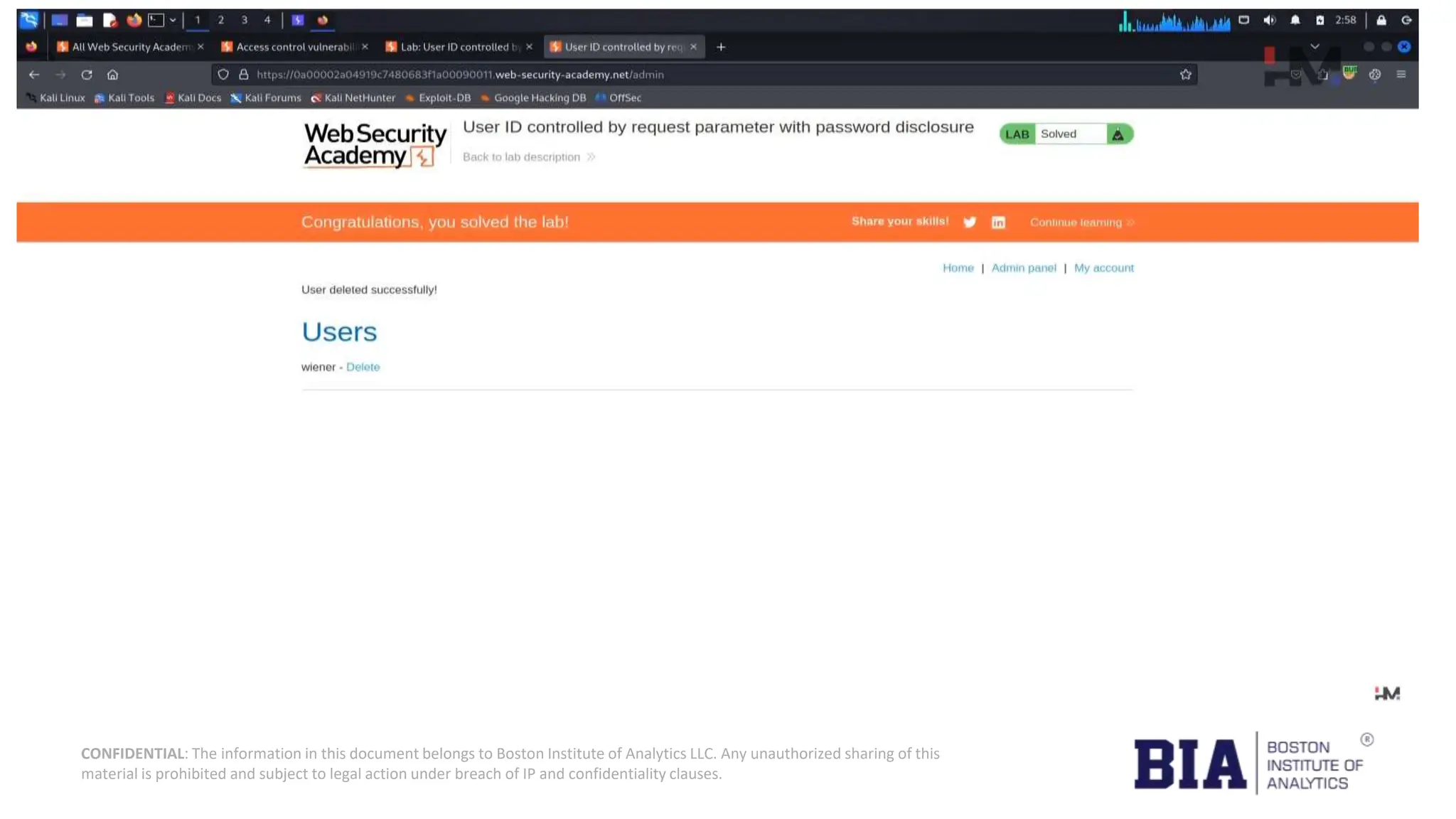 CONFIDENTIAL: The information in this document belongs to Boston Institute of Analytics LLC. Any unauthorized sharing of this material is prohibited and subject to legal action under breach of IP and confidentiality clauses. 