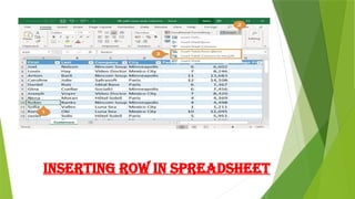 INSERTING ROW IN SPREADSHEET
 