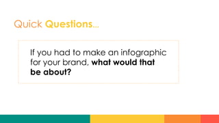 Quick Questions…
If you had to make an infographic
for your brand, what would that
be about?
 