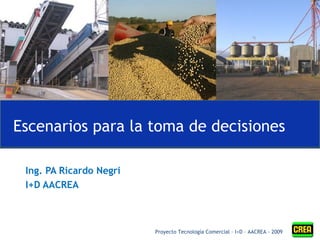 Ing. PA Ricardo N e gri  I+D AACREA Escenarios para la toma de decisiones Proyecto Tecnología Comercial – I+D – AACREA - 2009 