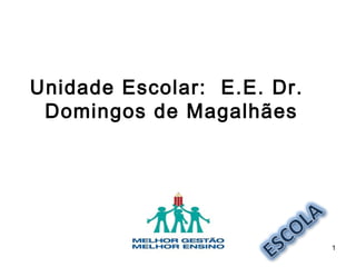 1
Unidade Escolar: E.E. Dr.
Domingos de Magalhães
 