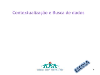 8
Leitura e análise dos rótulos de alimentos
ingeridos pelos alunos.
Pesquisa sobre alimentação pirâmide
alimentar, nutrientes e suas funções.
Conversa sobre o que os alunos
encontraram nos rótulos.
Comparação com a sua alimentação no dia
a dia.
 