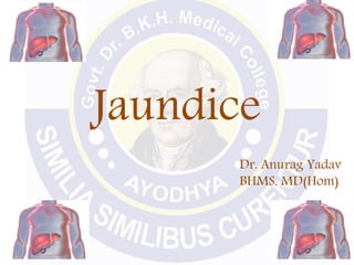 Jaundice
Dr. Anurag Yadav
BHMS, MD(Hom)
 