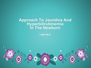Approach To Jaundice And
Hyperbilirubinemia
In The Newborn
LANA HILO
 