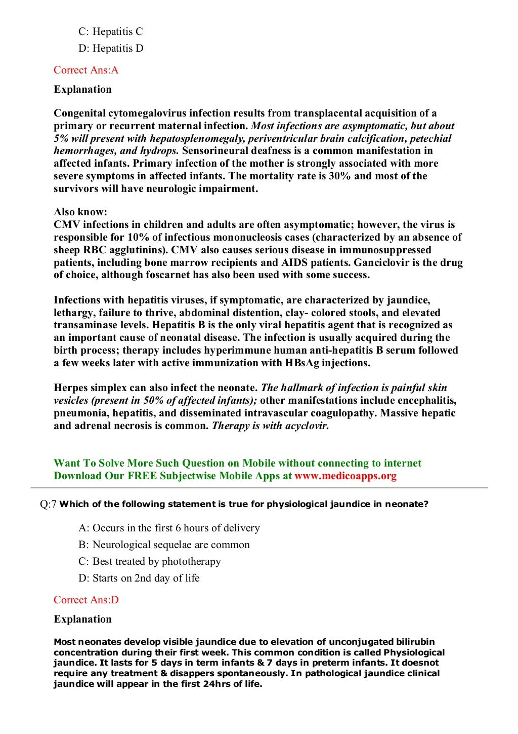 Jaundice in neonates and infants sample questions