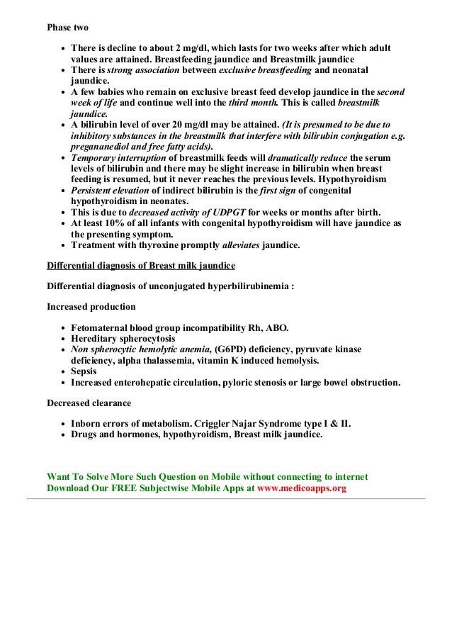 Jaundice in neonates and infants sample questions