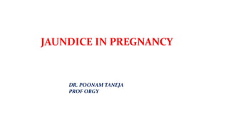 JAUNDICE IN PREGNANCY
DR. POONAM TANEJA
PROF OBGY
 