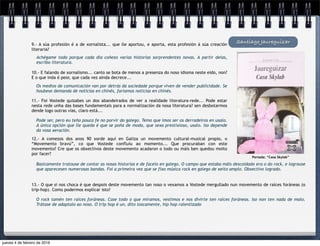 Achégame todo porque cada día coñezo varias historias sorprendentes novas. A partir delas,
escribo literatura.
Santiago Jaureguizar9.- A súa profesión é a de xornalista... que lle aportou, e aporta, esta profesión á súa creación
literaria?
Portada: “Casa Skylab”
10.- E falando de xornalismo... canto se bota de menos a presenza do noso idioma neste eido, non?
E o que inda é peor, que cada vez aínda decrece...
Os medios de comunicación van por detrás da sociedade porque viven de vender publicidade. Se
houbese demanda de noticias en chinés, fariamos noticias en chinés.
11.- Foi Vostede quizabes un dos abandeirados de ver a realidade literatura-rede... Pode estar
nesta rede unha das bases fundamentais para a normalización da nosa literatura? sen desbotarmos
dende logo outras vías, claro está...
Pode ser, pero eu teño pouca fe no porvir do galego. Temo que imos ser os derradeiros en usalo.
A única opción que lle queda é que se poña de moda, que sexa prestixioso, usalo. Iso depende
da vosa xeración.
Basicamente tratouse de contar as nosas historias e de facelo en galego. O campo que estaba máis descoidado era o do rock, e logrouse
que aparecesen numerosas bandas. Foi a primeira vez que se fixo música rock en galego de xeito amplo. Obxectivo logrado.
12.- A comezos dos anos 90 xorde aquí en Galiza un movemento cultural-musical propio, o
“Movemento bravú”, co que Vostede confluíu ao momento... Que procuraban con este
movemento? Cre que os obxectivos deste movemento acadaron o todo ou máis ben quedou moito
por facer?
13.- O que si nos choca é que despois deste movemento tan noso o vexamos a Vostede mergullado nun movemento de raíces foráneas (o
trip-hop). Como podermos explicar isto?
O rock tamén ten raíces foráneas. Case todo o que miramos, vestimos e nos divirte ten raíces foráneas. Iso non ten nada de malo.
Trátase de adaptalo ao noso. O trip hop é un, dito toscamente, hip hop ralentizado
jueves 4 de febrero de 2016
 