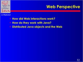 Web Perspective <ul><li>How did Web interactions work? </li></ul><ul><li>How do they work with Java? </li></ul><ul><li>Dis...