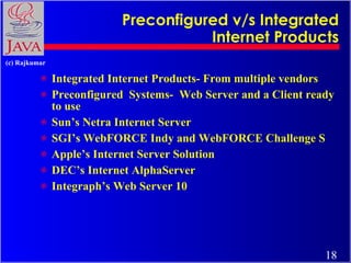 Preconfigured v/s Integrated Internet Products <ul><li>Integrated Internet Products- From multiple vendors </li></ul><ul><...