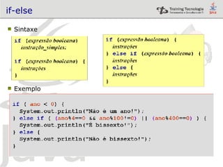 if-else Sintaxe Exemplo 
