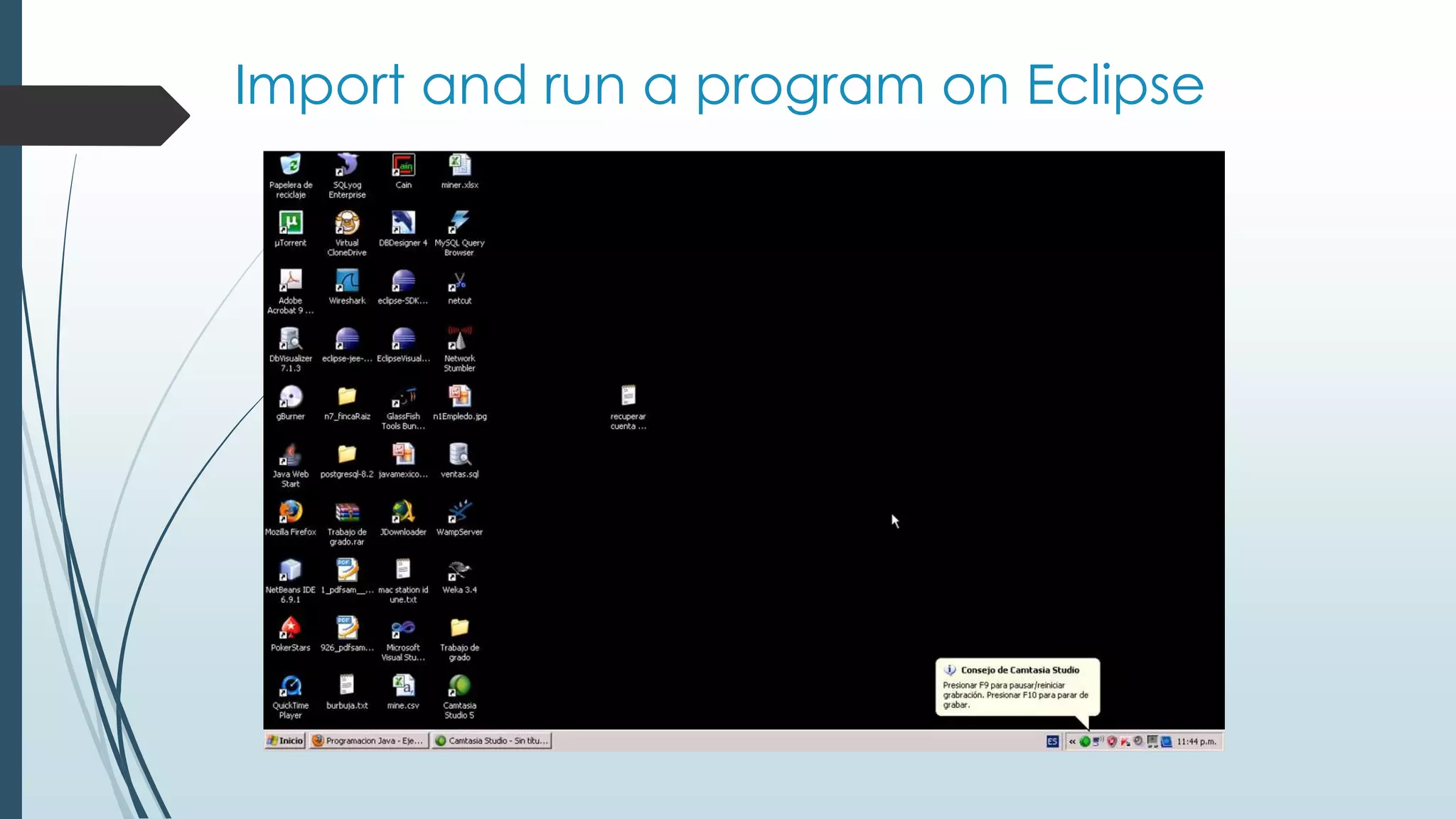 Import and run a program on Eclipse
