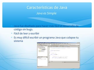 Java y sus caracteristicas | PPT