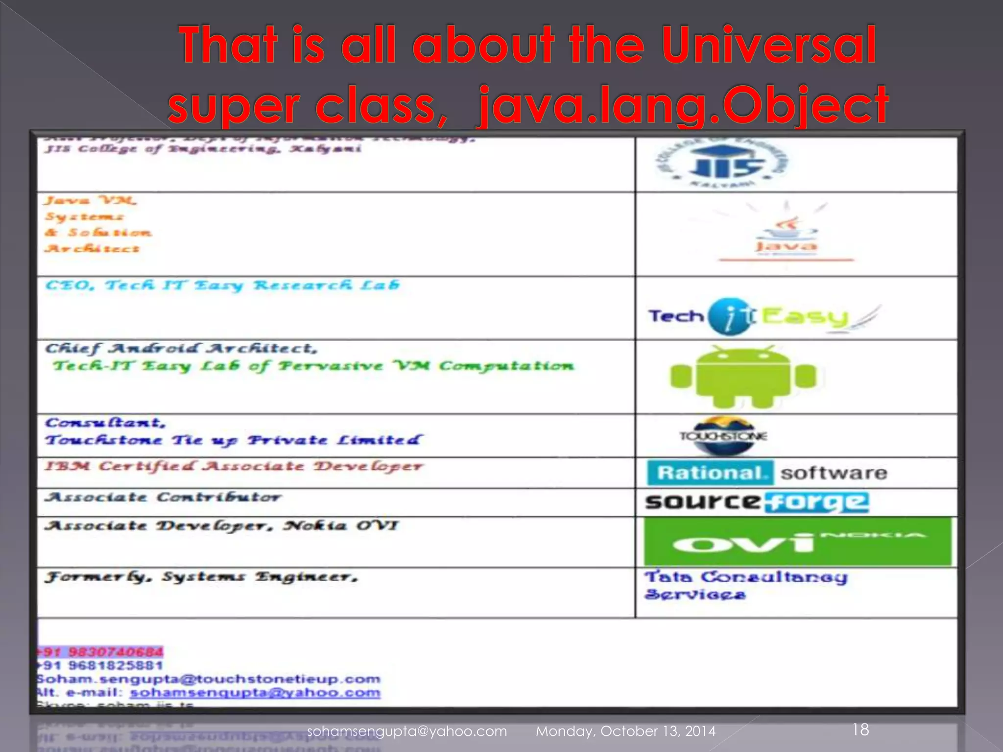 sohamsengupta@yahoo.com Monday, October 13, 2014 18 
