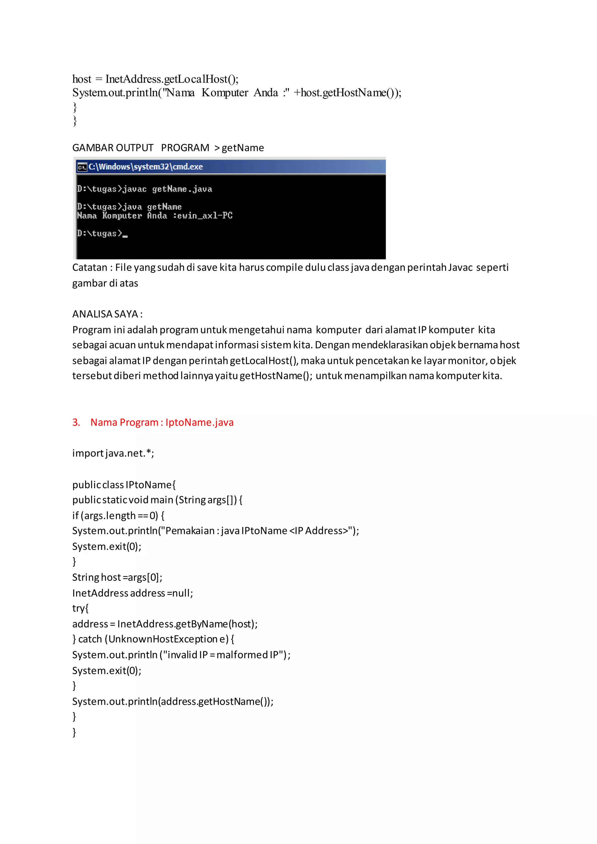 contoh Program sederhana Java dan penjelasan programnya | DOCX