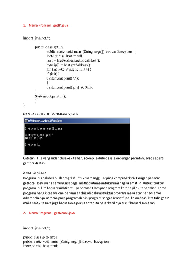 contoh Program sederhana Java dan penjelasan programnya | DOCX