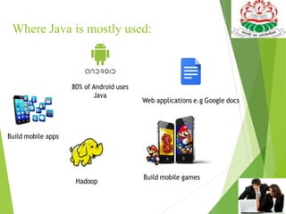 Where Java is mostly used:
 