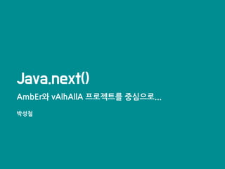 Java.next()
AmbEr와 vAlhAllA 프로젝트를 중심으로...
박성철
 