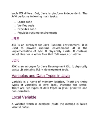 A seminar report on core java | PDF