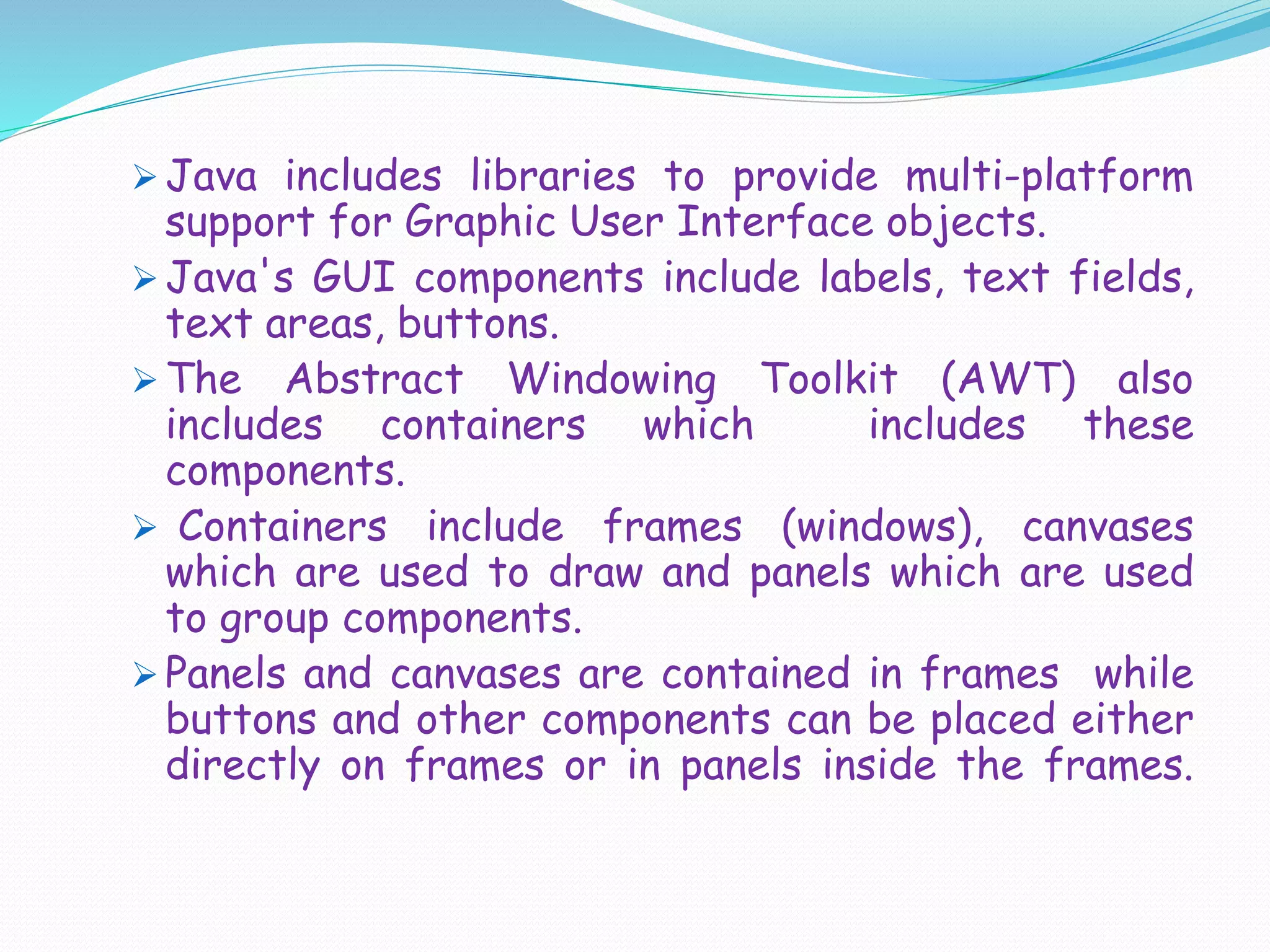 GUI components in Java | PPT