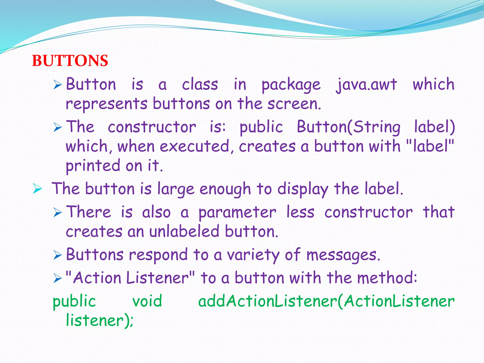 GUI components in Java | PPT