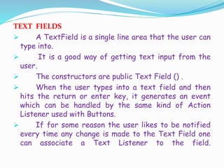 GUI components in Java | PPTX | Programming Languages | Computing