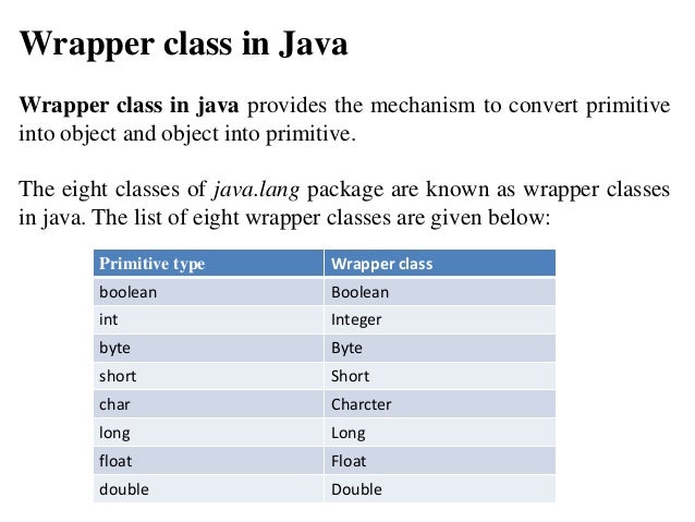 Java string , string buffer and wrapper class