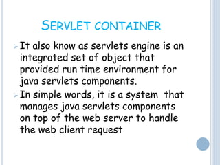 servlet in java | PPTX | Web Development | Internet