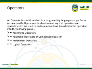 Operators Programming Symbol JAVA 2 PPT OF CLASS 12 INFORMATION TECHNOLOGY | PPTX