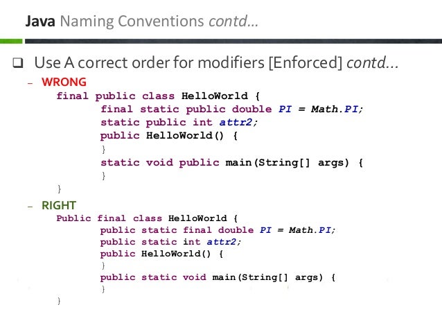 Java & J2EE Coding Conventions