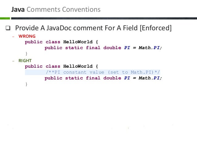 Java & J2EE Coding Conventions