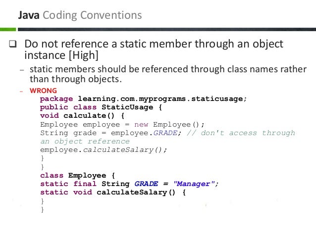 Java & J2EE Coding Conventions