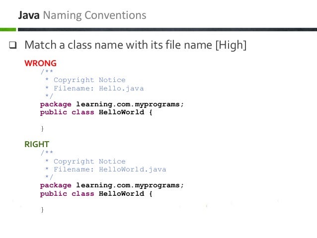 Java & J2EE Coding Conventions