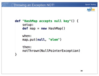 Throwing an Exception NOT!

Spock Testing

30

 