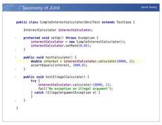 Taxonomy of JUnit

Spock Testing

 