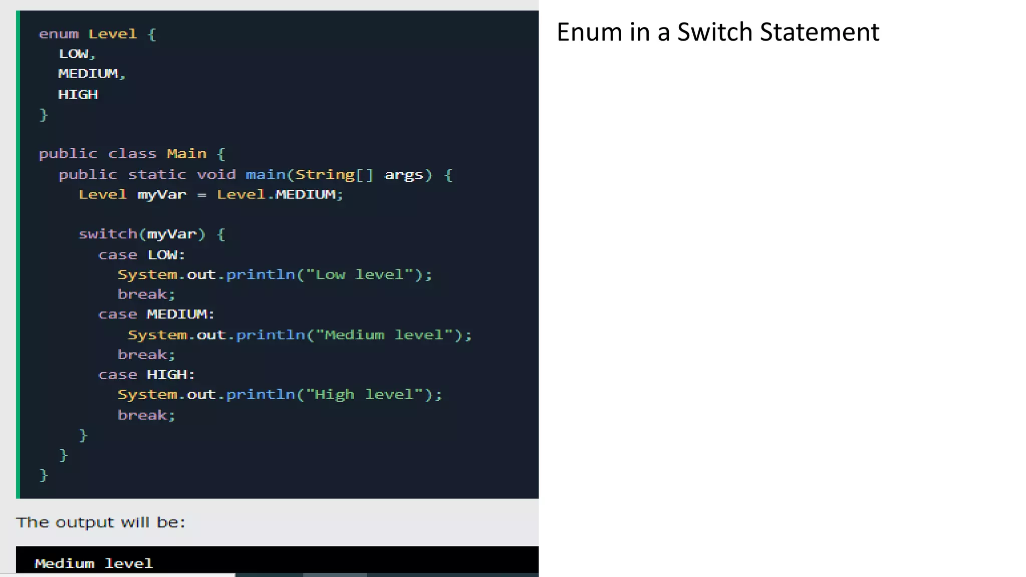 Enum in a Switch Statement
 
