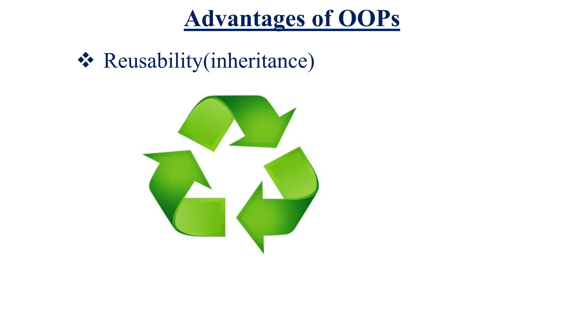 Advantages of OOPs
 Reusability(inheritance)
 