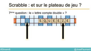 @JosePaumard#Stream8
Scrabble : et sur le plateau de jeu ?
7ème question : le « lettre compte double » ?
 