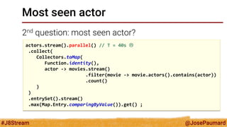 @JosePaumard 
#J8Stream 
Most seen actor 
Live coding  