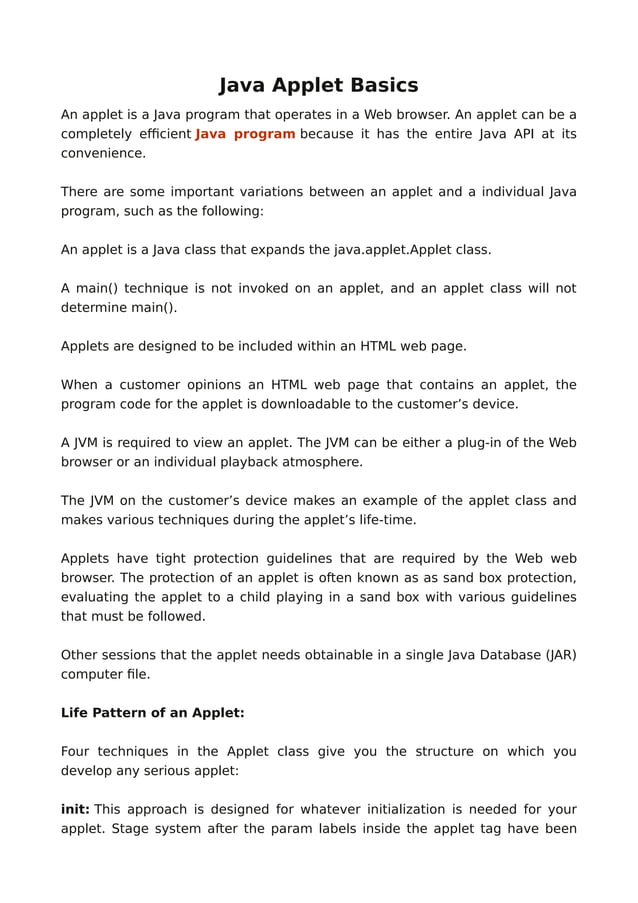 Java applet-basics | PDF