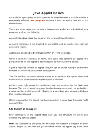 Java applet-basics | PDF