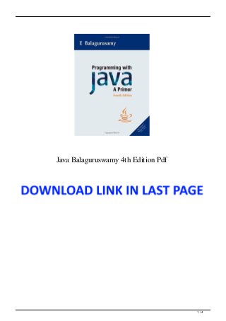 Java Balaguruswamy 4th Edition Pdf