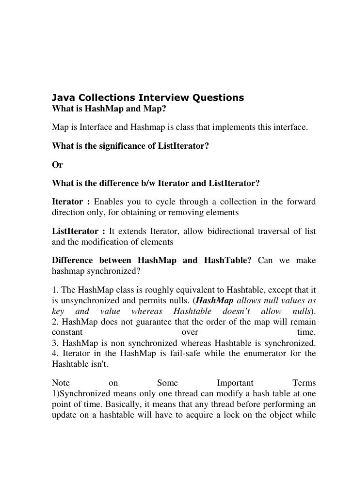 Java collections questions - jointBos