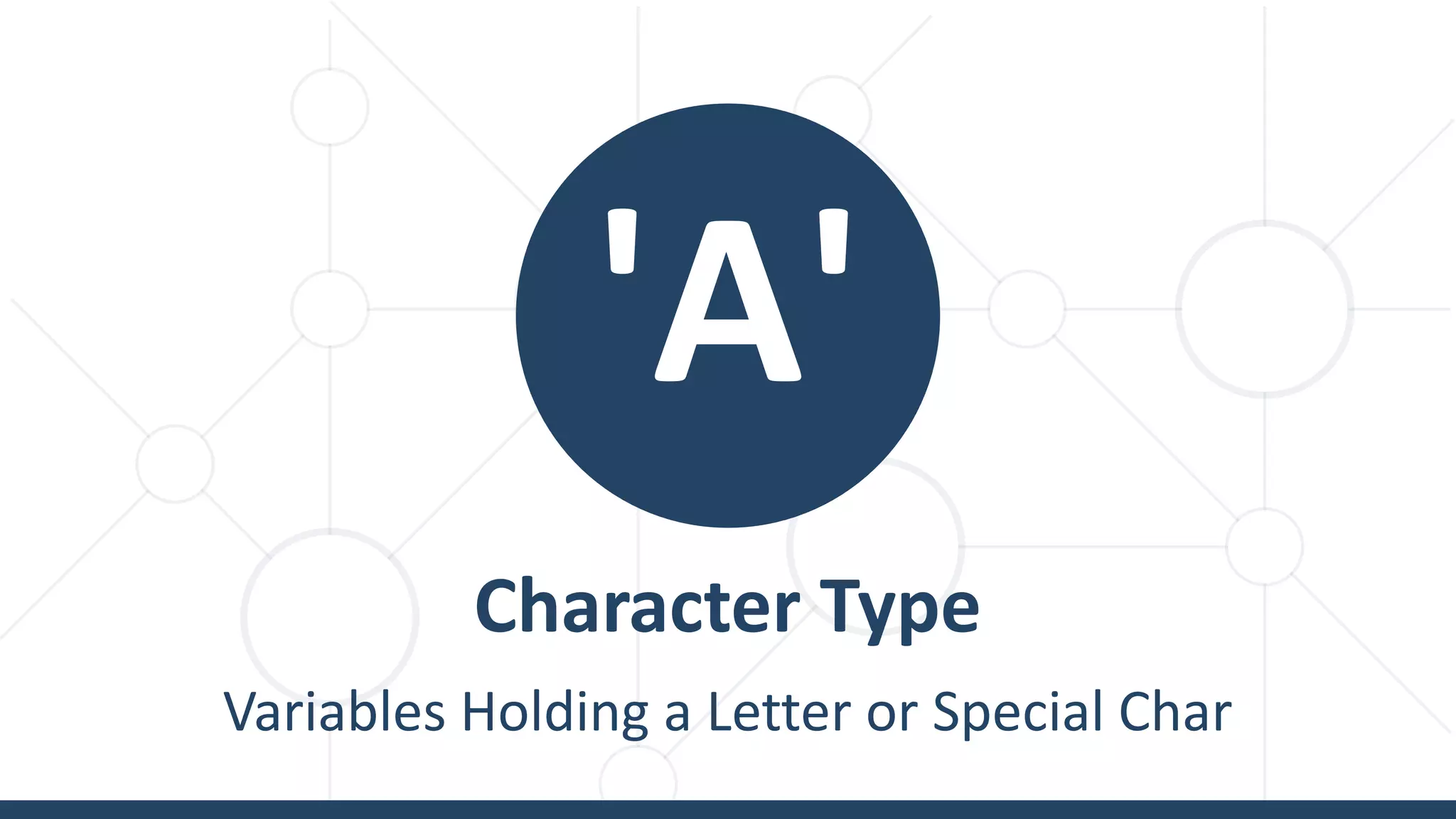 Character Type Variables Holding a Letter or Special Char 'A' 