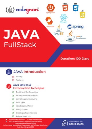 Codegnan-Full Stack Java Development training in Hyderabad (course syllabus)