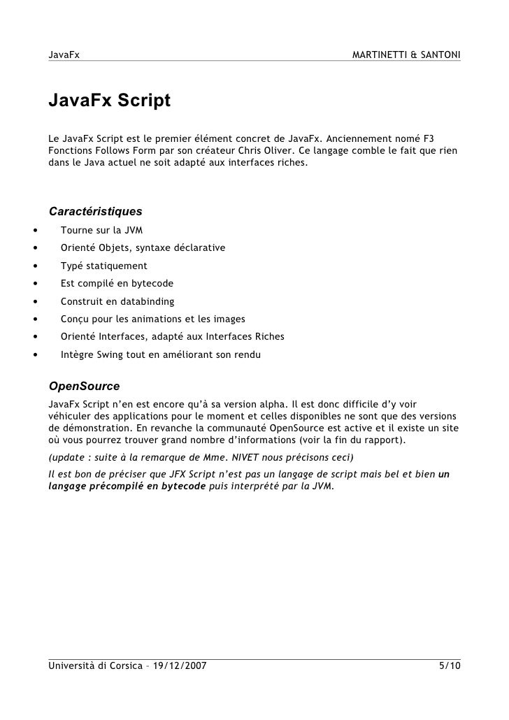 Java Fx Rapport