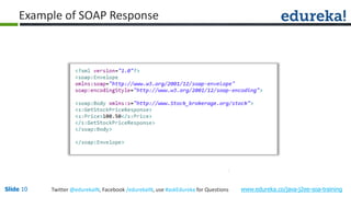 Slide 10 www.edureka.co/java-j2ee-soa-trainingTwitter @edurekaIN, Facebook /edurekaIN, use #askEdureka for Questions
Example of SOAP Response
 