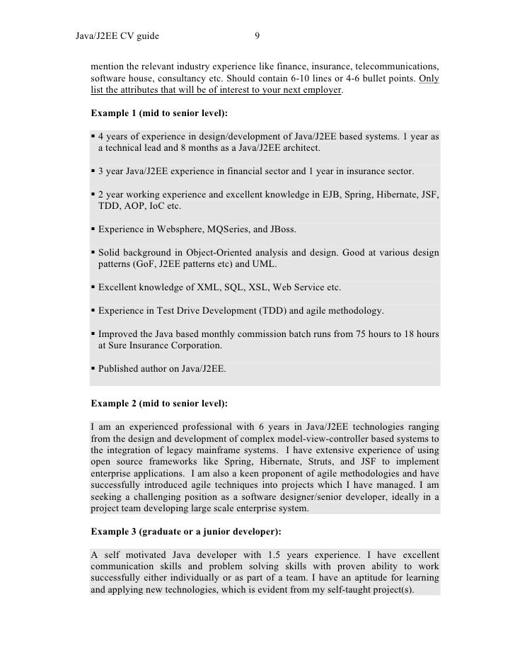 java j2ee resumes